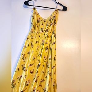 Forever 21 , Medium , Strapless, NO straps, Maxi, Yellow , Floral Print